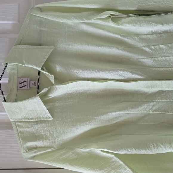 WORTHINGTON BRAND WOMEN'S LIME GREEN LONG SLEEVES FRONT BUTTON SHIRT SIZE XS - Picture 2 of 14